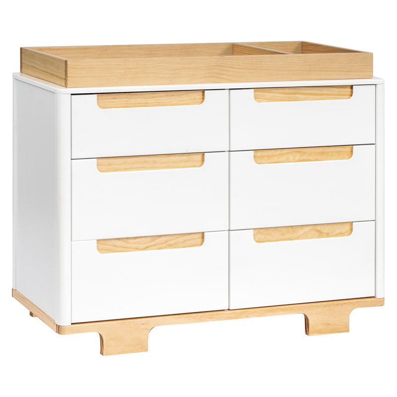 Yuzu 6-Drawer Dresser, White/Natural