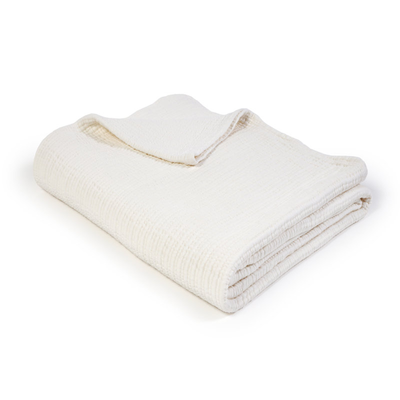 Couverture 100% coton Chatham, Simple, Crème