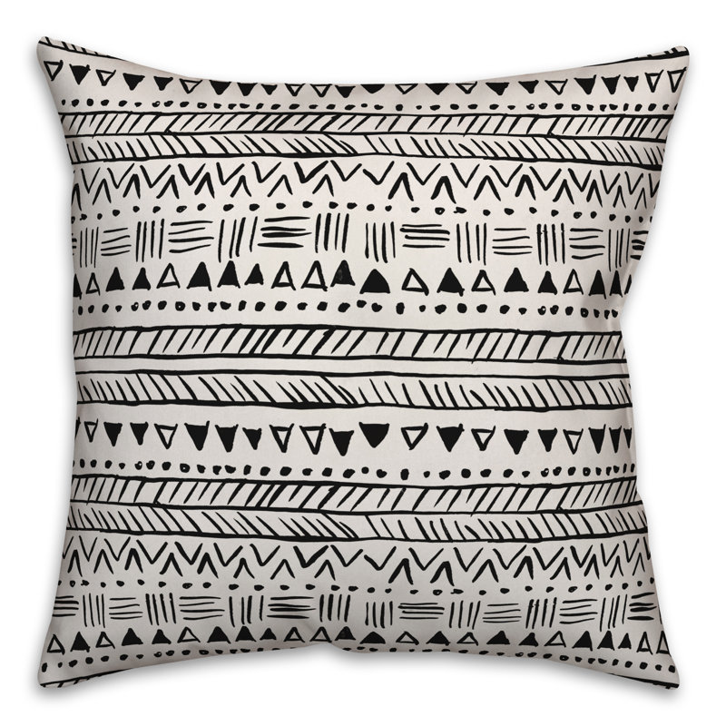 Throw Pillow, 18" x 18", Black Geometric 6