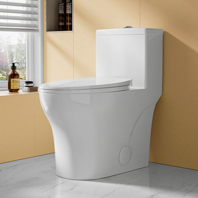 17.3" Elongated Bowl ADA Height Toilet One Piece Skirted Toilet for Seniors, Dual Flush 1.0/1.28 GPF, MAP 1000g