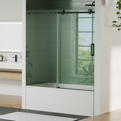 60x59 Inch Glass Shower Door, 8mm Clear Tempered Glass with Handle