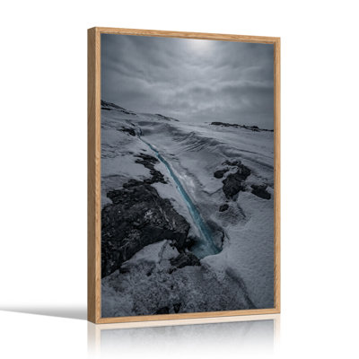 Blue Glacier Stream in Snowy Mountain Landscape Canvas Wall Art