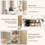 LED Mirror Dressing Table Set with Charging, Vanity Desk with Drawer&Storage Stool, Side Shelves & Hair Dryer Holder