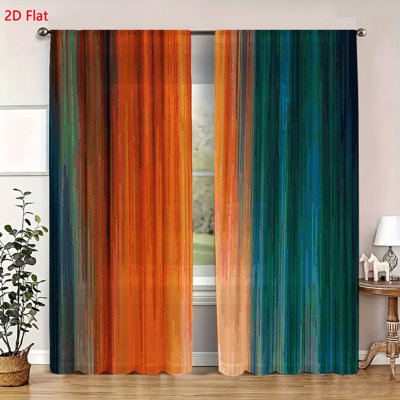 Ensemble de 2 rideaux à rayures verticales abstraites, modernes et colorés, pour chambre et salon. Panneaux en tissu doux décoratifs pour la décoration intérieure.
