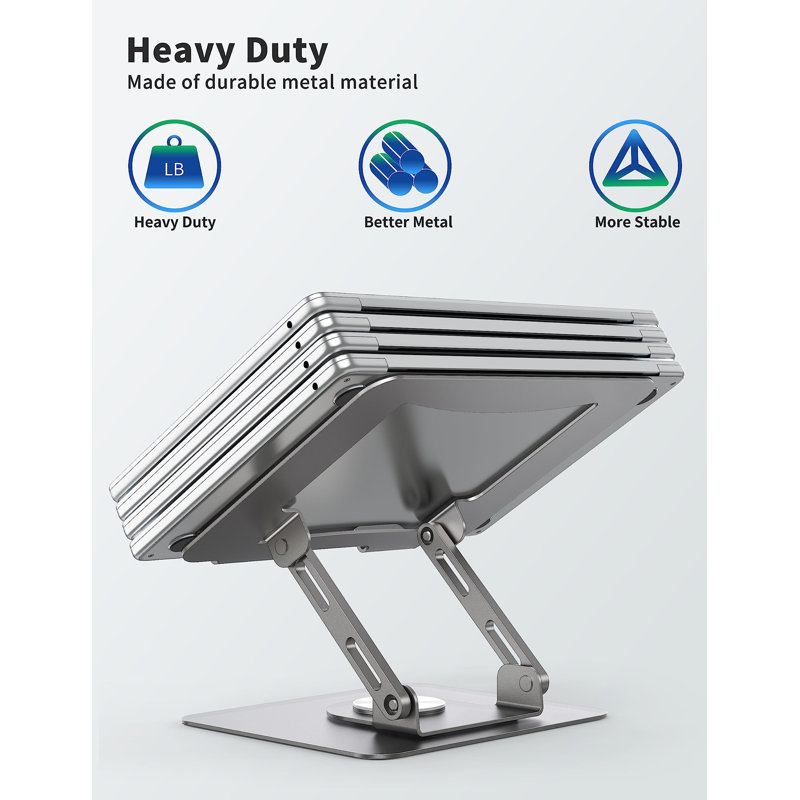 Laptop Stand With 360° Swivel Base, Height-Adjustable, Foldable, Silver/Gray