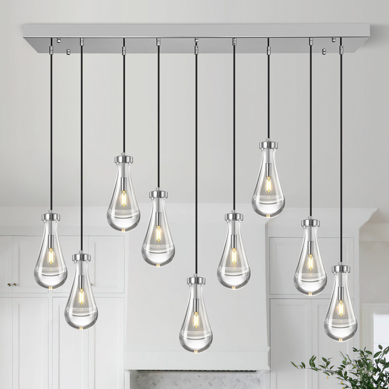 Luminaire suspendu Raindrop Teardrop, Chrome chrome, 9 lumières