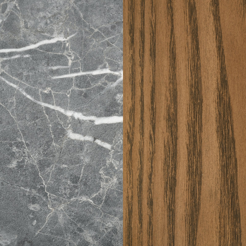 Table de bout Franklin, Grey Faux Marble/Brown Wood