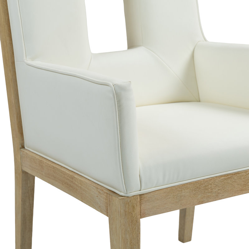 Fauteuil de salle à manger Flore, Cuir crème végétalien, Naturel