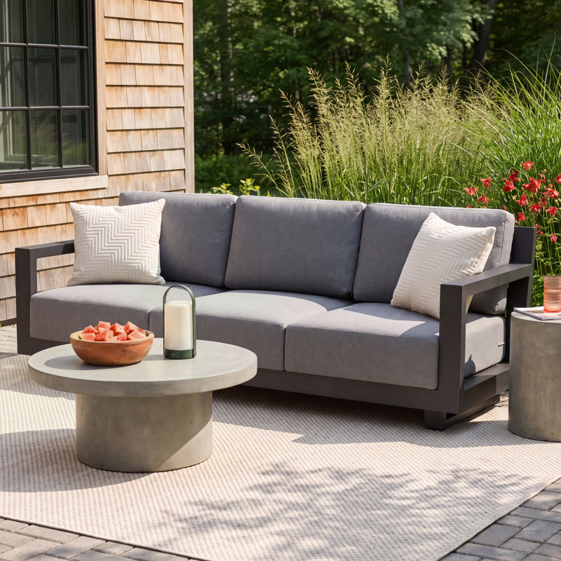 Aden 85'' Aluminum Outdoor Sofa, Gray