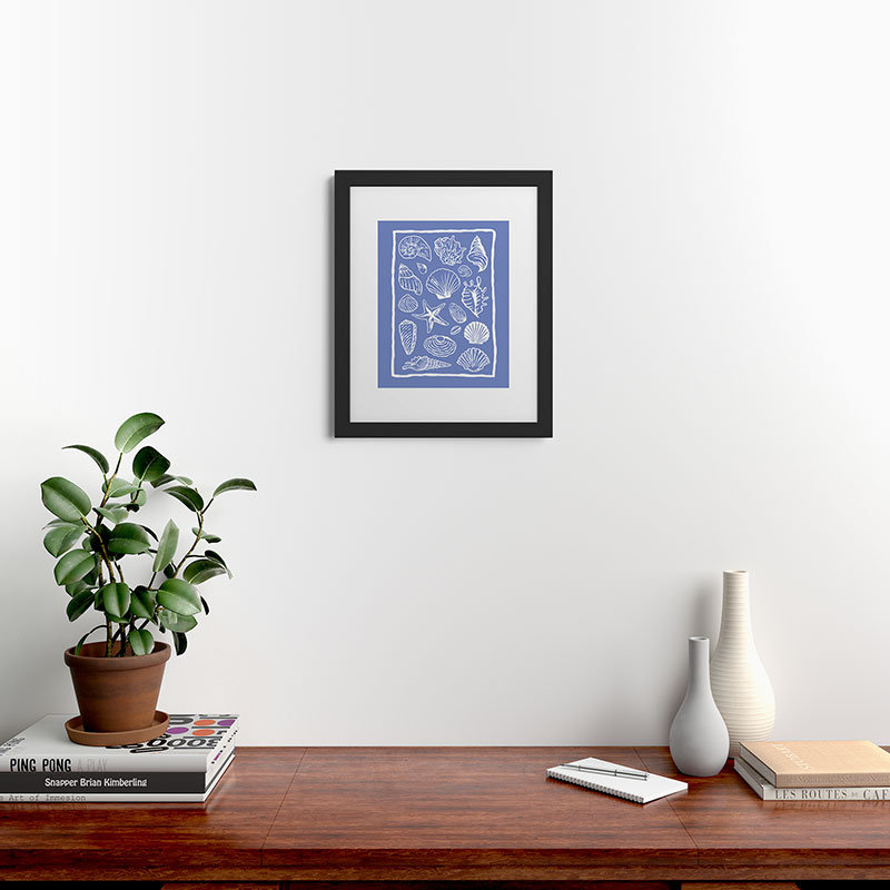 «April Lane Art», impression de coquillage bleu encadrée, Reproduction encadrée avec passe-partout, Noir, noir, noir, noir