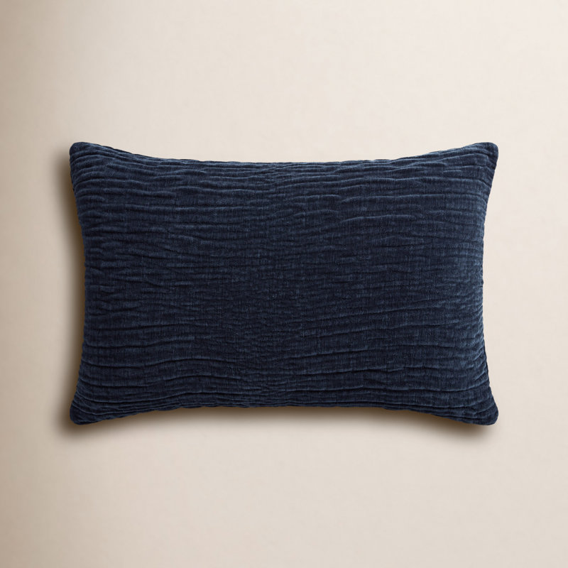 Housse de coussin rectangulaire Edan, H 16 po x l 26 po, Bleu marine, Polyester/ Bourre en polyester