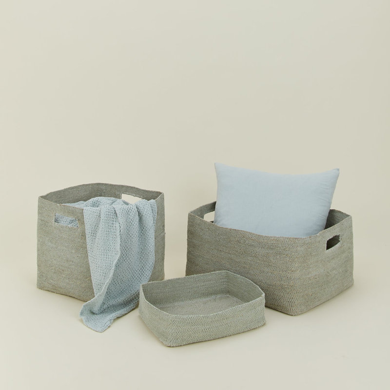 Essential Low Basket, Sky, 9" H x 17" W x 14" D