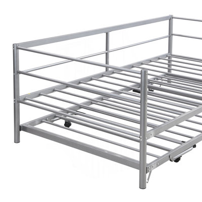 Modern Twin Size Metal Daybed With Adjustable Trundle