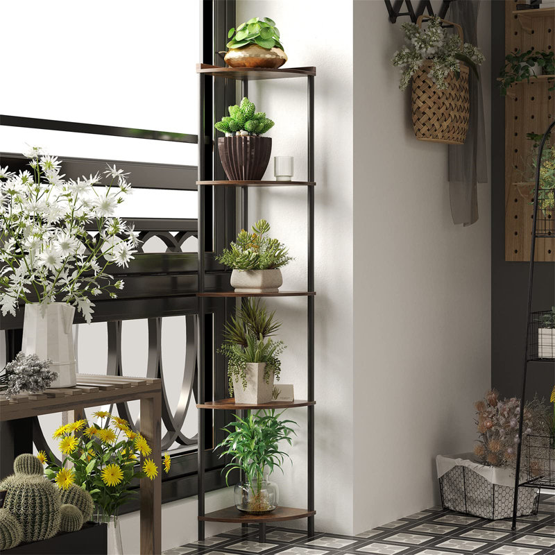 Aldie 163cm H x 30cm W Metal Corner Bookcase