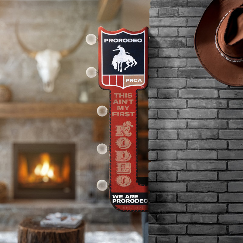American Art Decor PRCA ProRodeo LED Marquee Metal Sign - Western Cowboy Wall Decor