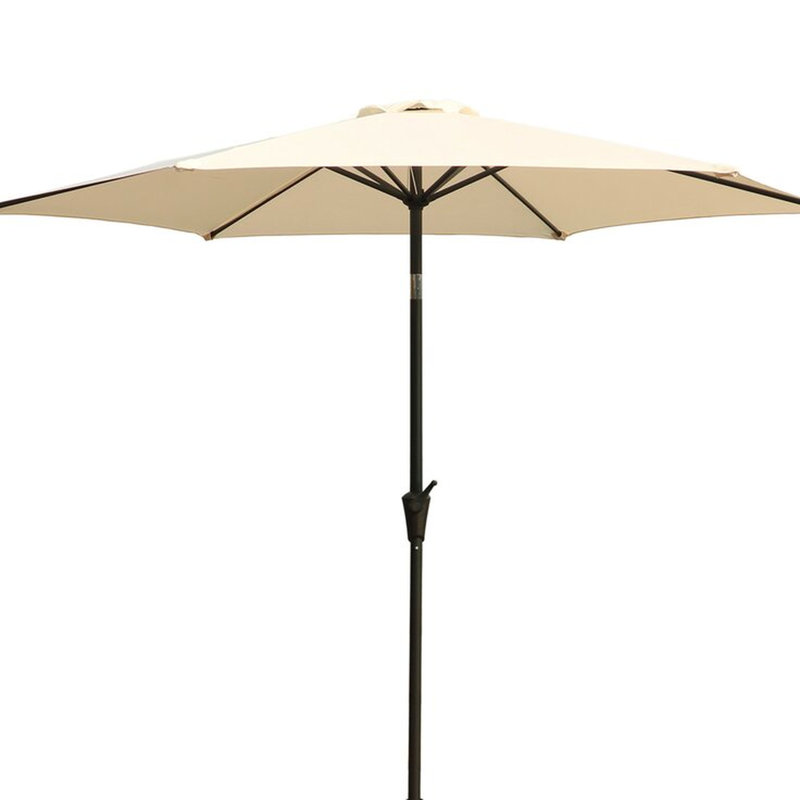Parasol de patio extérieur de 8,8 pieds de couleur crème, aluminium, base de 42 lb, auvent, crème de 8,8 pi facile à incliner et à manivelle, housse en résine, sans effort
