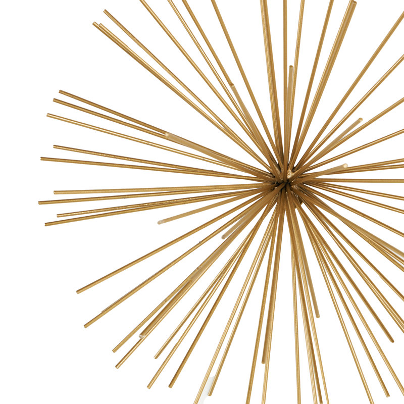 Metal 3D Long Spike Starburst Home Wall Decor Set, Gold