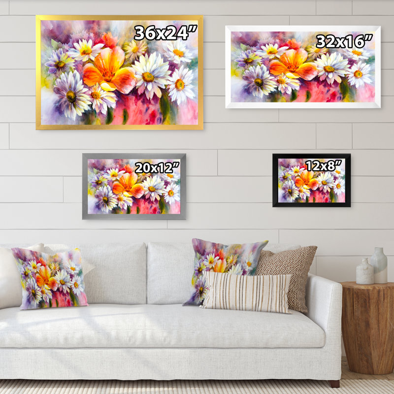 «Bright Bouquet Of Spring Flowers II», reproduction sur toile, H 24 po x l 36 po x P 1 po, Cadre noir
