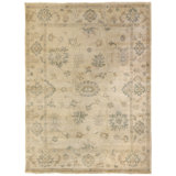 Antique Weave Oushak Wool Oriental Area Rug in Ivory