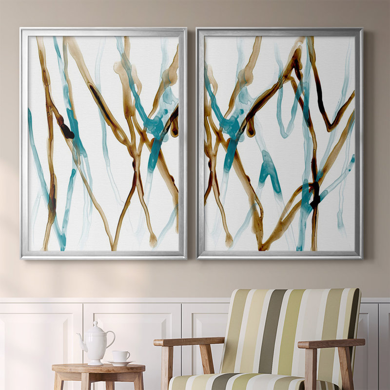 Runnel XVII, toile encadrée de qualité supérieure - prête à être accrochée, Argent, H 36,5 po x l 53 po