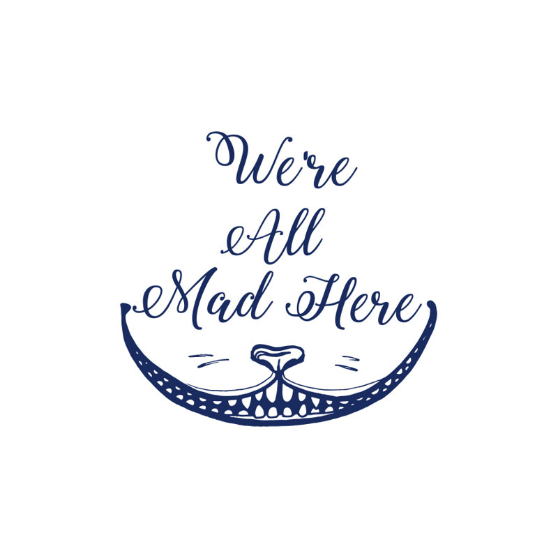 Décalcomanie murale "nous sommes tous mad here" cheshire Cohan, Bleu marine