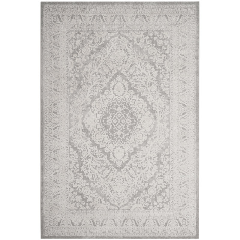 Calidia Power Loom Light Gray/Cream Rug, Rectangle 5'1" x 7'6"