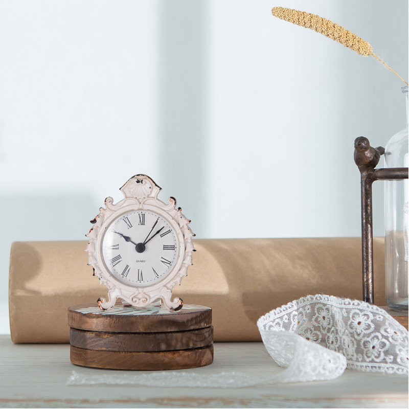 Analog Electric Tabletop Clock, White