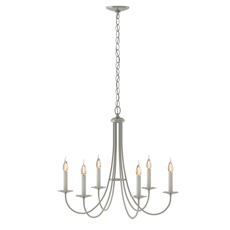 Simple Sweep 6-Light Candle Style Classic/Traditional Chandelier, Sterling