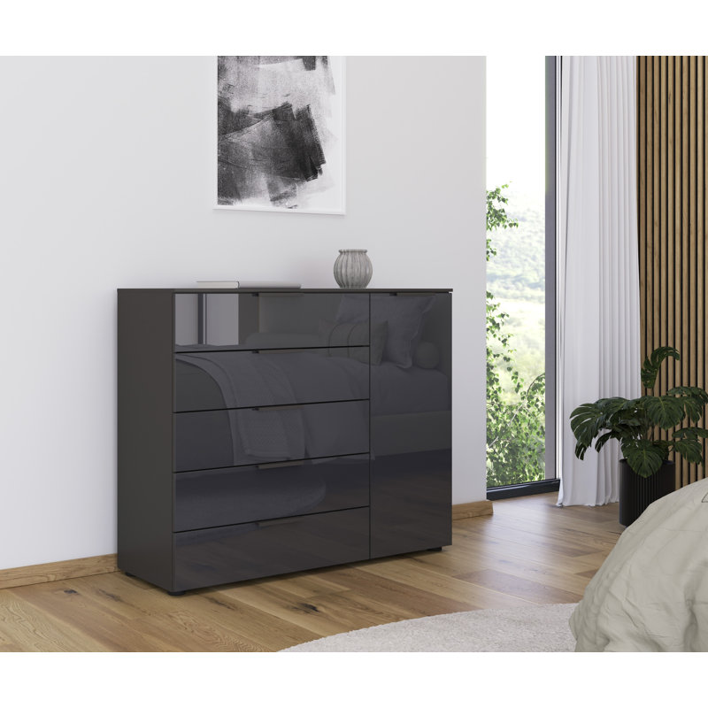 Flipp 5 - Drawer Chest of Drawers, Graphite/Glass Basalt