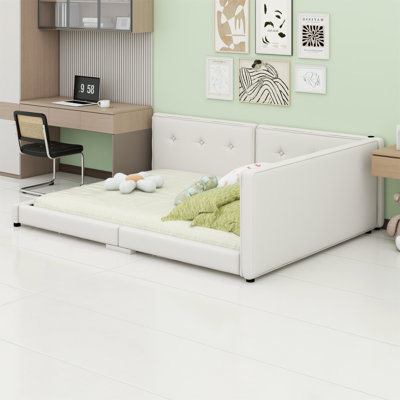 Lit plateforme tapissier avec ports USB
