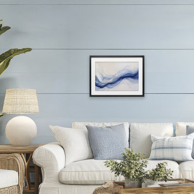 «Abstract Indigo Mist», reproduction sous verre encadrée, design par Andrea Haase