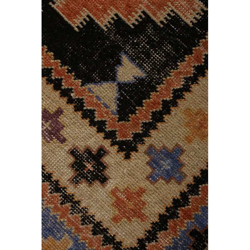 Hand-Knotted Classic Rug Diamond Beige And Blue Tribal Pattern By Rug & Kilim, Rectangle 10' x 14'