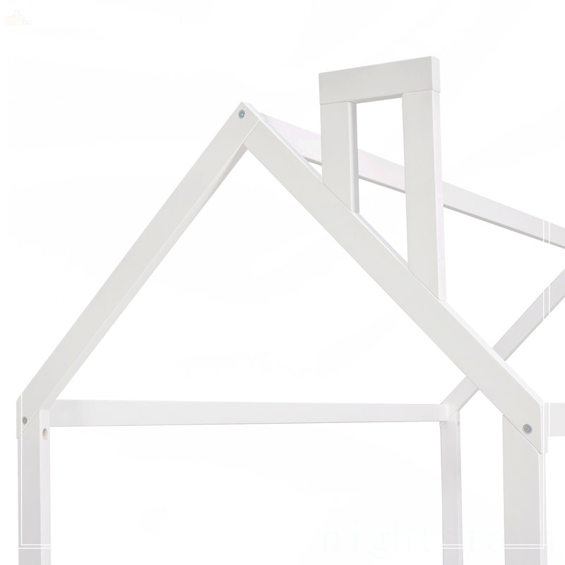 Structure de lit simple en bois avec clôture, Blanc