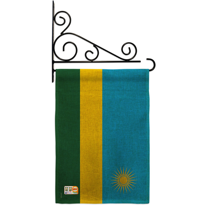 En toile jute 2 côtés 19 x 13 po rwanda drapeau de jardin