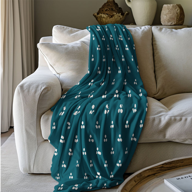 Couverture en sherpa bleu 1 pièce, Grand lit