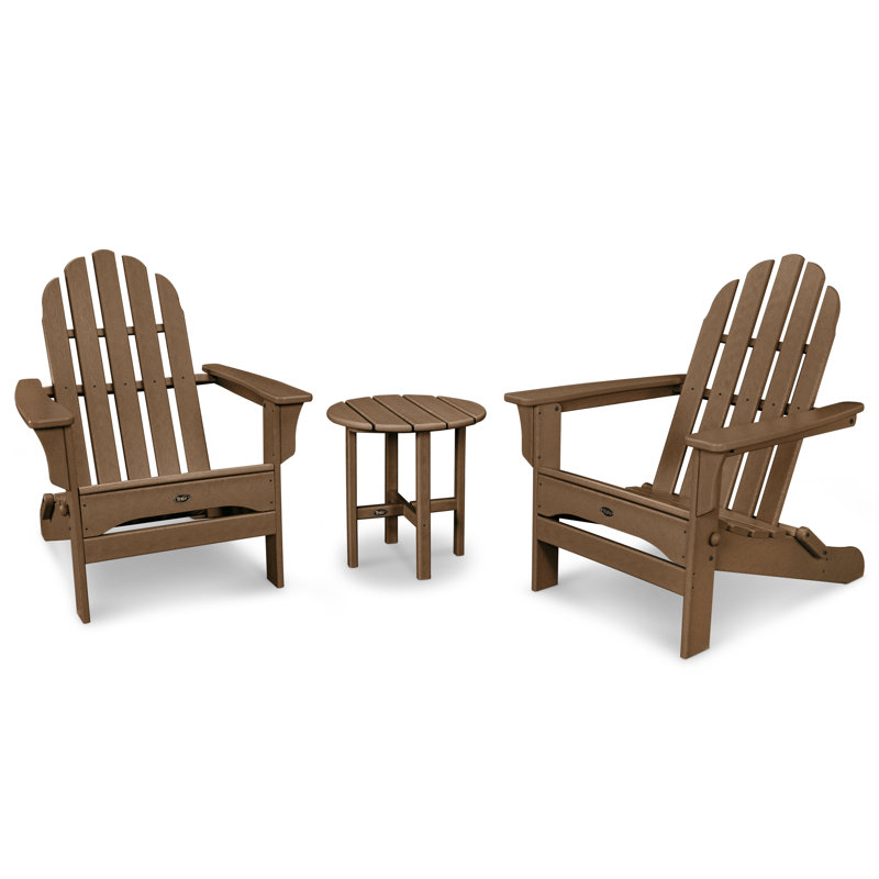 TREX Outdoors Cape Cod Folding Adirondack Set with Side Table, Tree House