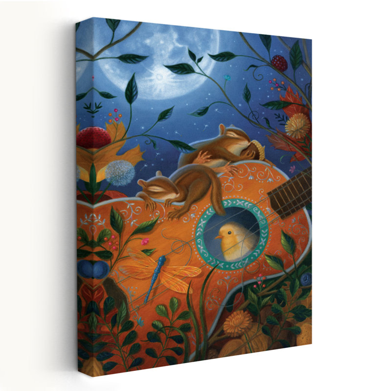 Pissenlit, rêves - enfants, animaux, pop urbain, surréalisme, oiseaux, libellules, art, H 36 po x l 24 po