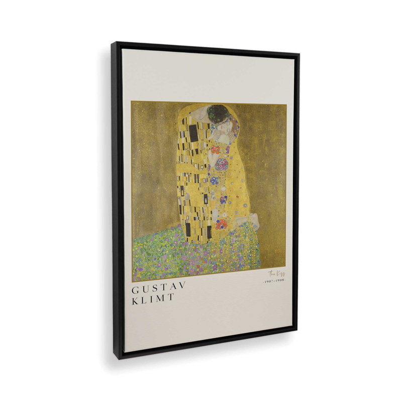 Le Baiser de Gustav Klimt, Cadre flottant noir satiné, H 18,75 po x l 12,75 po