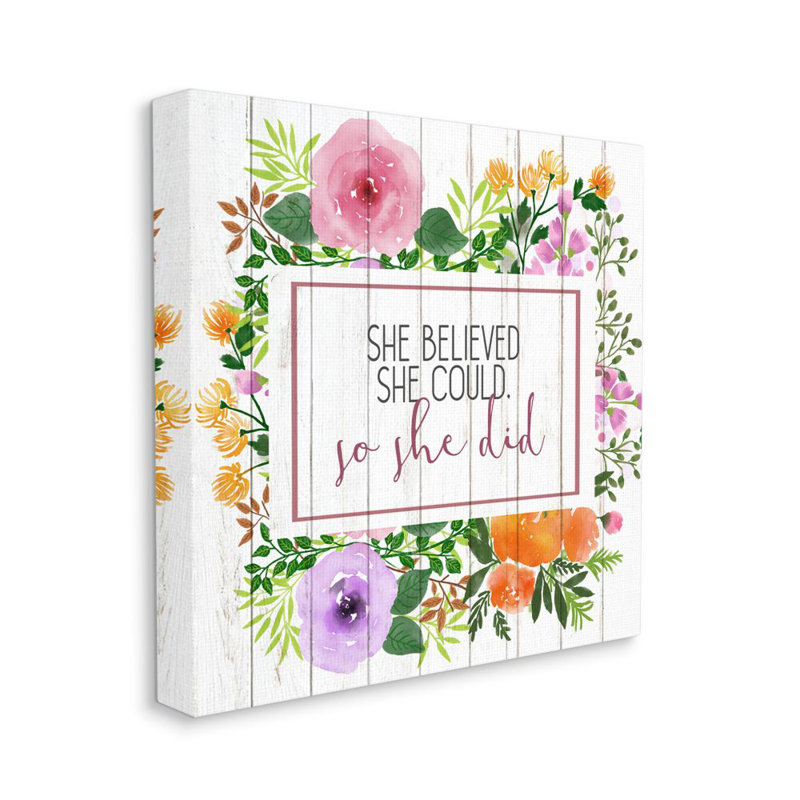 « she », reproduction d’inspiration de motif floral par kim allen-impression, Toile tendue, H 17 po x l 17 po x P 1,5 po