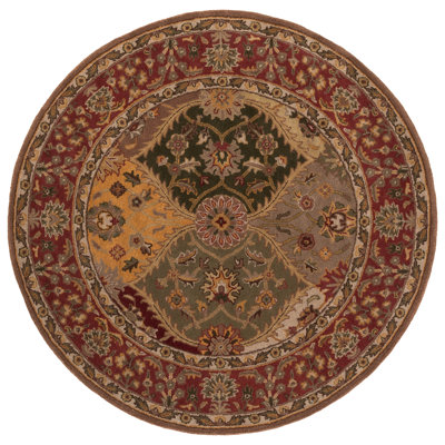Geno Hand Tufted Wool/Cotton/Latex Oriental Rug in Red/Yellow/Green