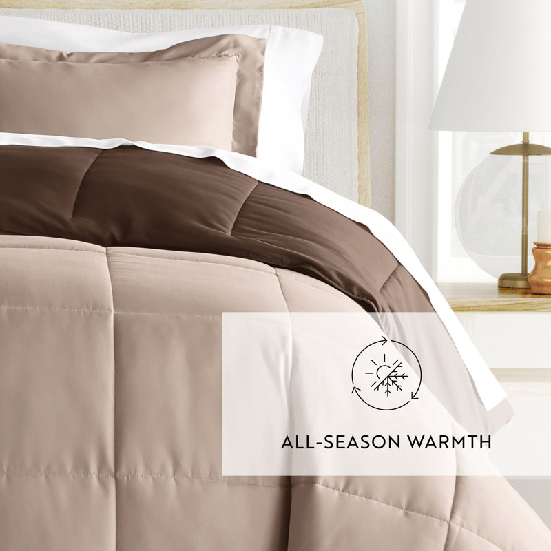 Taupe and Chocolate Full Microfiber Down Alternative Comforter Set