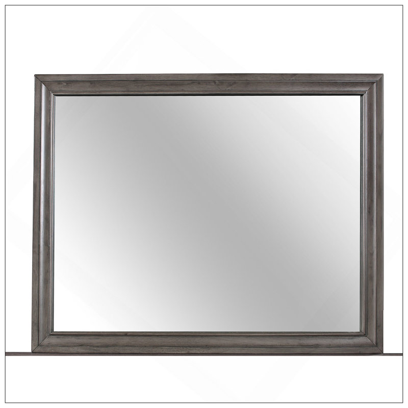 Miroir gris avec panneau de fibres à densité moyenne durable et fabrication en bois massif pour une élégance et une polyvalence durables