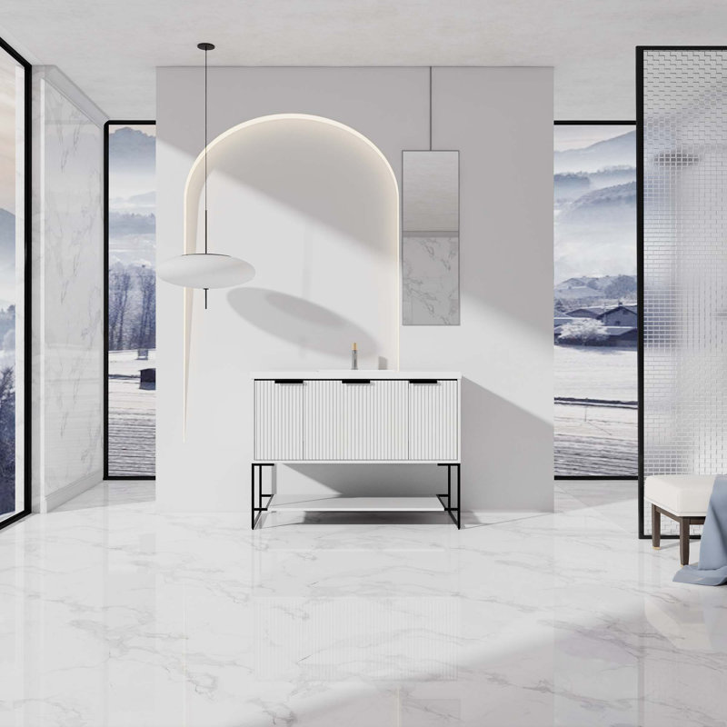 Meuble-lavabo autoportant de 48 po avec lavabo en résine