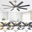Ventilateur de plafond 66 pouces à profil bas en ABS avec lumières à intensité variable et moteur à courant continu réversible silencieux à 6 vitesses pour l'intérieur