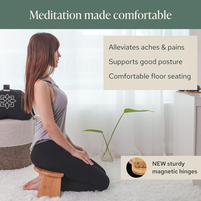 Banc de méditation pliant - Tabouret en bambou à genoux