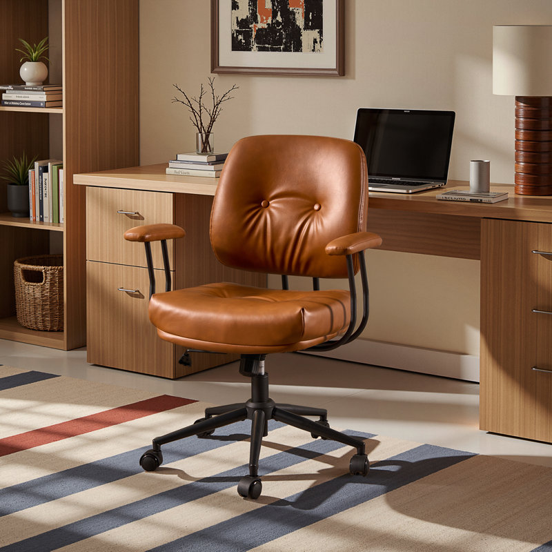 Albaugh Ergonomic Office Chair Swivel Task Chair with Adjustable Gas Lift, Brown