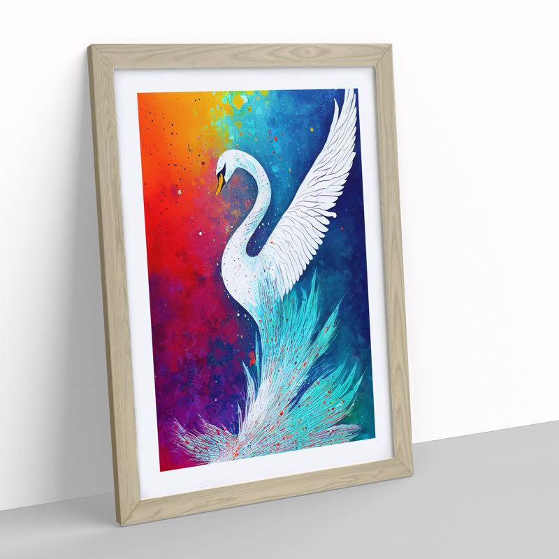 Swan Paint Splash - Single Picture Frame Print