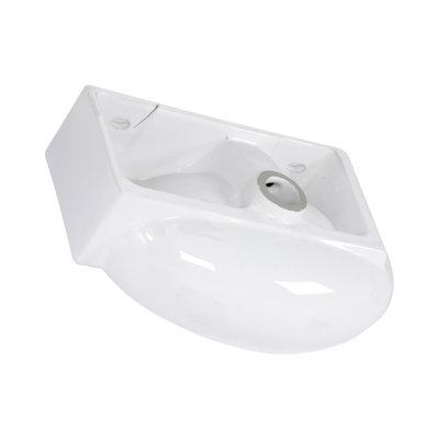 Lavabo de salle de bain mural en céramique blanche 16 po x 11 po, rectangulaire, teinté, faible absorption d'eau, poli lisse, surface des accessoires d'installation, instructions