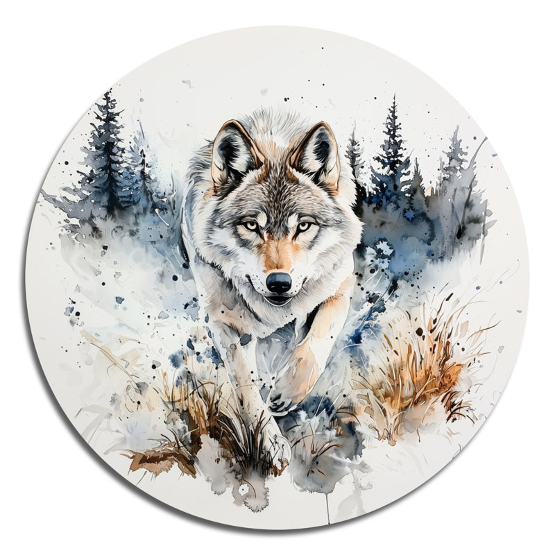 Loup qui court, forêt, faune, décoration murale, animaux de la forêt, art mural de salon, H 29 po x l 29 po