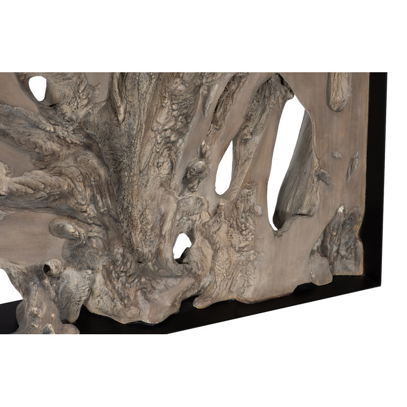 Cast Root Framed Console Table, Resin, Gray Wood Finish, Black/Gray, 34" H x 60" W x 12" D